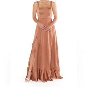 Show Me Your Mumu Clarissa Corset Dress in Copper Luxe Satin